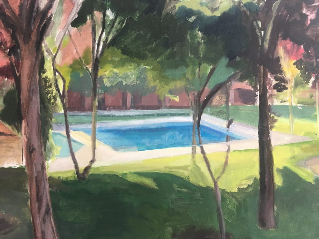 Óleo Paisaje con Piscina